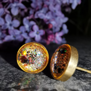 Złote kolczyki handmade eleganckie kolczyki wkrętki