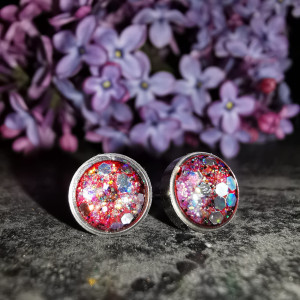 Czerwone kolczyki srebrne kolczyki żywica epoksydowa na lato letnie eleganckie