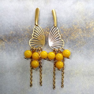 Złocone kolczyki z jadeitem na lato c1001