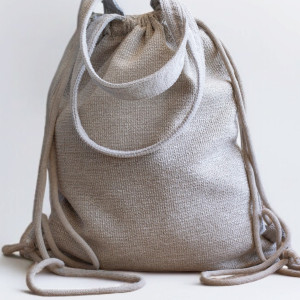 Jasnobeżowy plecak torba 2w1 z plecionki