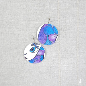 6746 kolorowe, niepowtarzalne, duże, dwustronne, bajkowe kolczyki