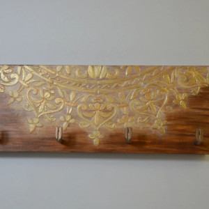 Wieszak na klucze w stylu rustykalnym, 4 haczyki