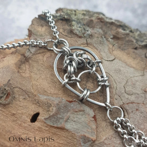 Naszyjnik chainmaille - łapacz słońca - onyks i kryształ górski