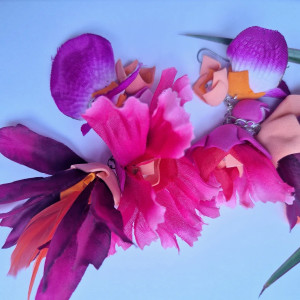 Kolczyki soczyste pomarańczowo-różowo-czerwone