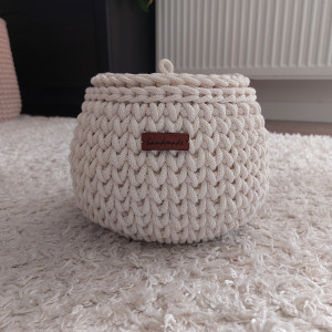 Koszyk baryłka z pokrywką kremowy