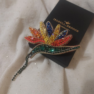 Broszka kwiat strelicja królewska zwana RAJSKIM PTAKIEM