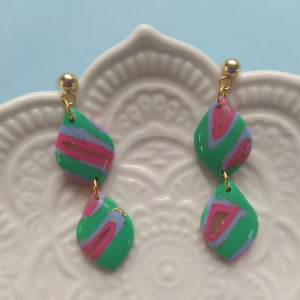 "Kalipso"- kolczyki z gliny polimerowej.