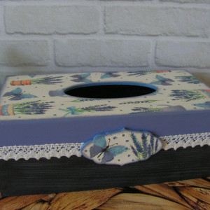 Pudełko na chusteczki, chustecznik - Lawenda