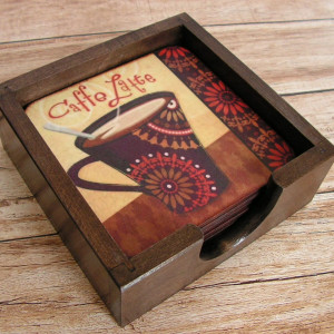 Podkładki pod kubki w pudełku - "Przerwa na kawę"