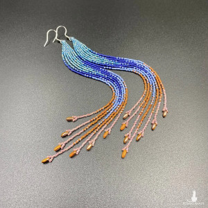 KOLCZYKI DO RAMION - niebieski, rudy #902