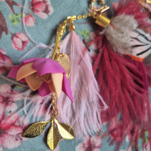 Klipsy długie pióra kwiaty