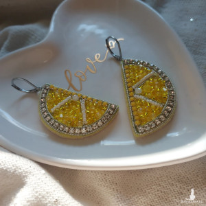 Letnie owocowe kolczyki plasterki CYTRYNY