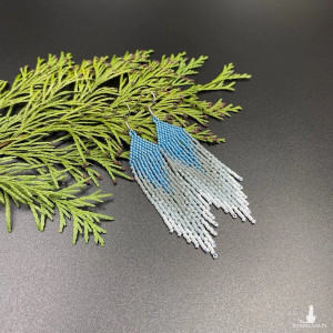 Kolczyki mini cieniowane z koralików MIYUKI niebieski szary biały #925