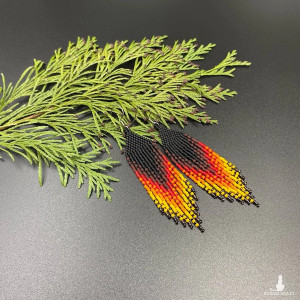 Kolczyki mini cieniowane z koralików MIYUKI ogniste #927