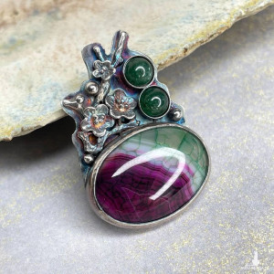 Srebrny wisior z agatem harmonia barw a1144