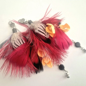 Klipsy długie pióra kwiaty