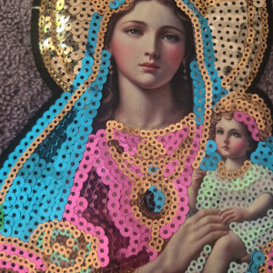 Naszywka cekinowa duża Matka Boska