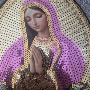 Naszywka cekinowa duża Matka Boska