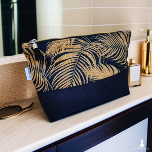 Kosmetyczka damska etui do torebki wodoodporna duża kosmetyczka organizer złote pióra