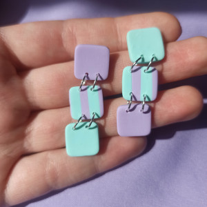 Kolczyki z gliny polimerowej kwadraciki