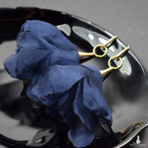 Długie granatowo-złote kolczyki - lekkie jak piórko