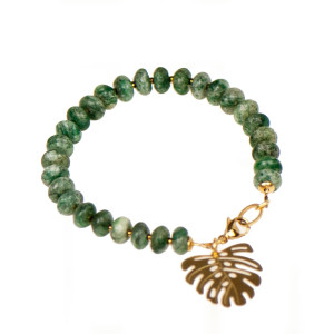 Bransoletka z jaspisem ze złoconymi detalami c879