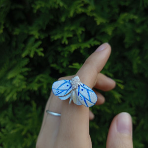 pierścionki kolorowej ćmy , ręcznie wykonane, fairycore, fantasy