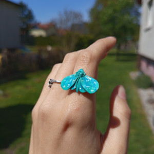 pierścionki kolorowej ćmy , ręcznie wykonane, fairycore, fantasy