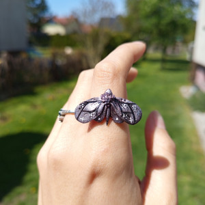 pierścionki kolorowej ćmy , ręcznie wykonane, fairycore, fantasy