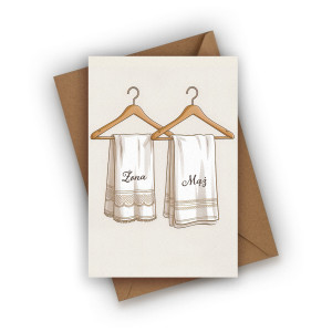 Kartka ślubna- Ręczniki Mąż i Żona