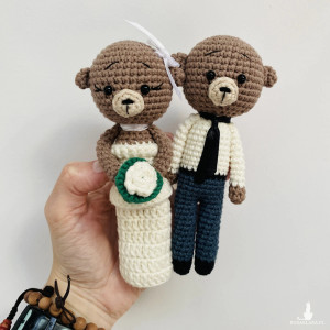 Młoda para misie maskotki ślubne ręcznie robione prezent