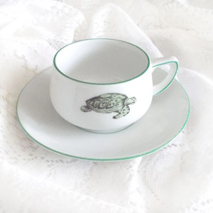 vintage filiżanka z żółwiem, retro filiżanka, zwierzęta filiżanka, żółw filiżanka ze spodkiem, thomas filiżanka, lacroix filiżanka, spodek i filiżanka thomas lacroix germany