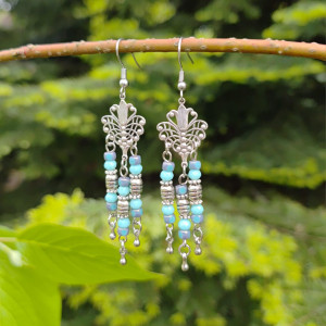 Kolczyki Filigranowe Turkusowe Koraliki