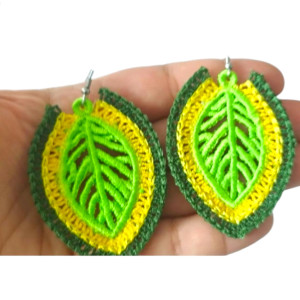 Długie wiszące kolczyki liście - zielone