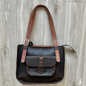 Brązowa torba Shopperka ze skóry Crazy Horse.