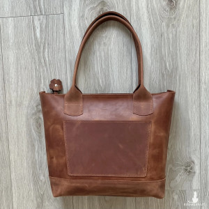 Jasnobrązowa torebka Shopperka ze skóry Crazy Horse.