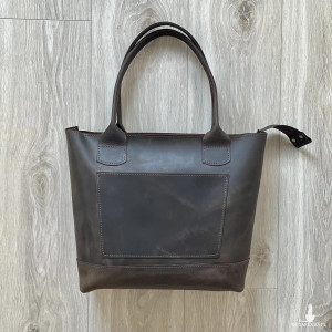 Brązowa torebka Shopperka ze skóry Crazy Horse.