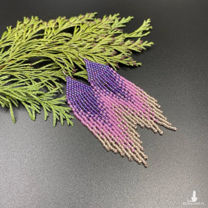 Kolczyki cieniowane fioletowo - różowe #957