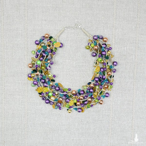 6789 zielony, fioletowy, złoty naszyjnik; kolia