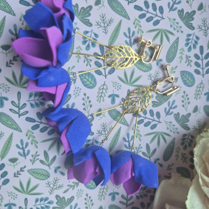 Klipsy kolorowe kwiaty i filigrany