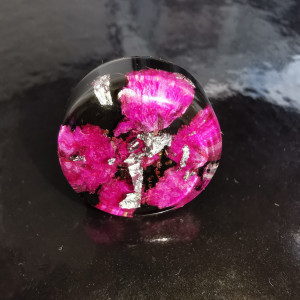 Pierścień z kwiatami pierścionek różowy gipsówka