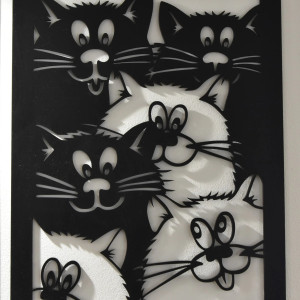 Koty-dekoracja na ścianę wypalana laserem na płycie HDF