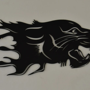 Pantera-dekoracja na ścianę wypalana laserem na płycie HDF