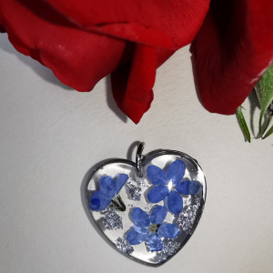 Serce wisiorek niezapominajki serduszko prezent dla dziewczyny