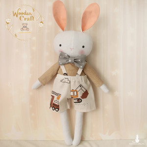 Króliczek Eddie, przytulanka ręcznie szyta, prezent GOTOWY