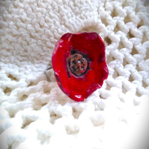 Pierścionek regulowany - mak