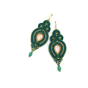 „Verra” kolczyki sutasz złoto zielone lekkie wiosnne z kryształkami