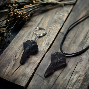 Komplet biżuterii czaszka kruka