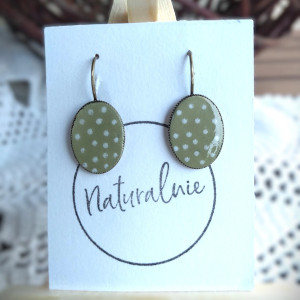 Kolczyki - pastelowa mięta w kropeczki