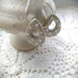 Kolczyki -łezki- pastelowa mięta w kropeczki